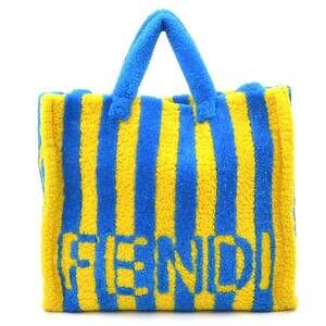 Fendi Mouton Shoulder Bag Blue Yellow